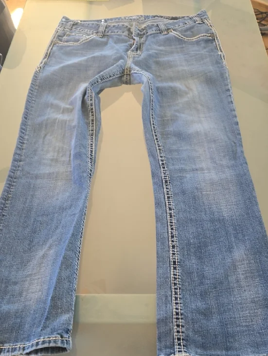 Rock & Roll Denim Light Blue Boot Cut Jeans with Embroidered Pockets - Picture 14 of 16